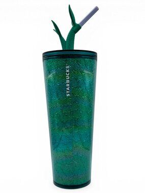 Starbucks Tumbler Cup for Cold Drinks 24 oz Mermaid Tail Straw Topper Iridescent